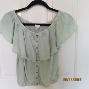 Light Green Off the Shoulder Top